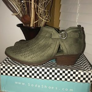 NEW Soda Khaki Suede Booties